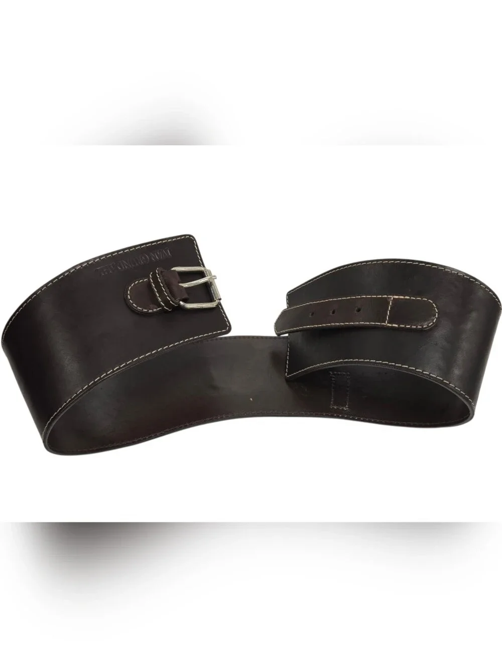 Ivan Grundahl‎ Dark Brown Leather Oversized Belt Sz 08